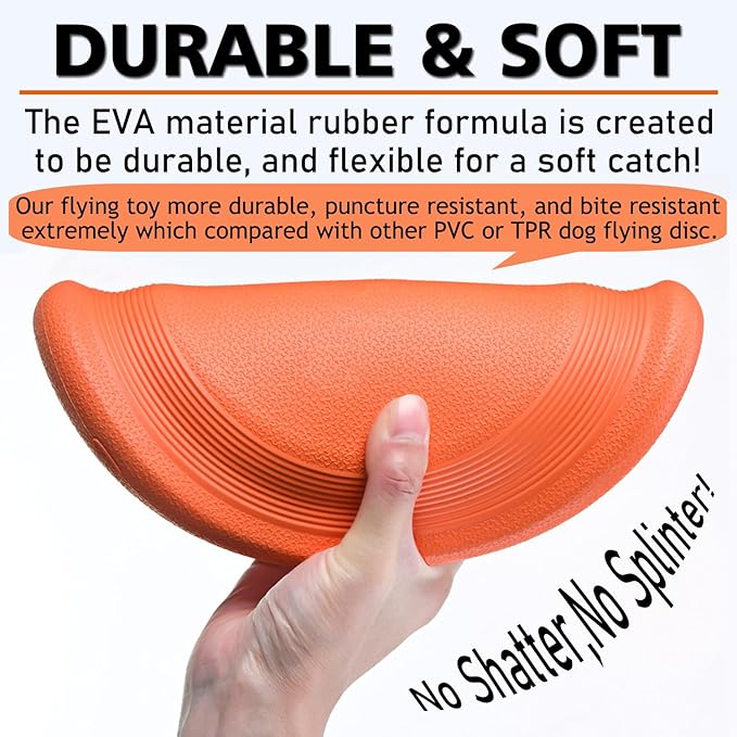 Dog Flying Disc (2 Pack) - Durable Rubber Flying Disc Dog Toy - 9.25" Indestructible Rubber Dog Flying Disc - Puncture Resistant & Bite Resistant Extremely - for Medium Large Dogs