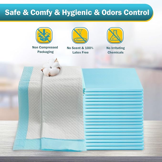 Bed Pads with Adhesive Strip 30"x36" Thicken Elderly Adults Incontinence Underpads Disposable,Heavy Duty Absorbent Chucks Waterproof,XL Extra Large Puppy Pee Training Pad[10 Pads]