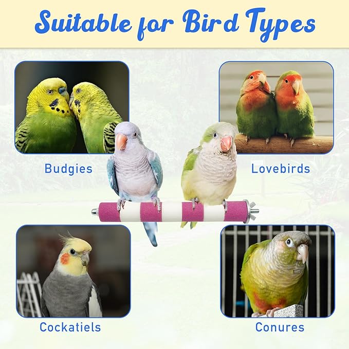 Bird Perches for Cage Bird Cage Accessories Toys Parrot Sand Paw Grinding Stick for Budgies Lovebirds Cockatiels Conures Quakers Small to Medium Birds