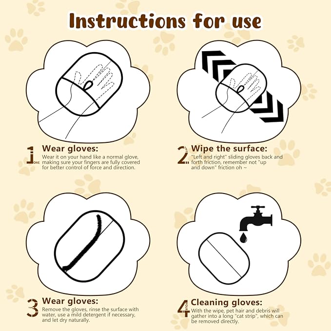 Atsy Pet Hair Removal Glove for Cats & Dogs,Electrostatic Pet Hair Removal Gloves,Reusable Pet Hair Removal Tool,Cat Grooming Gloves for Hair Removal for Couch, Furniture, Carpet, Curtain(2PCS)