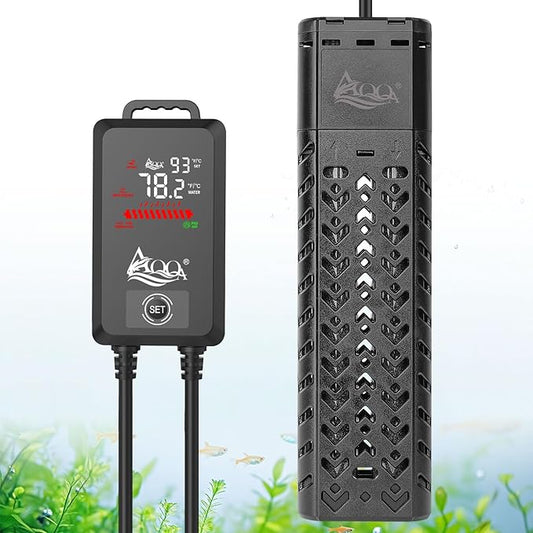 AQQA 1000W Fish Tank Heater 135-258 Gallon Submersible Aquarium Heater Quartz Glass Betta Fish Heater for Aquarium Thermostat Heater for Freshwater and Saltwater (AQ136-1000W for 135-258Gal)