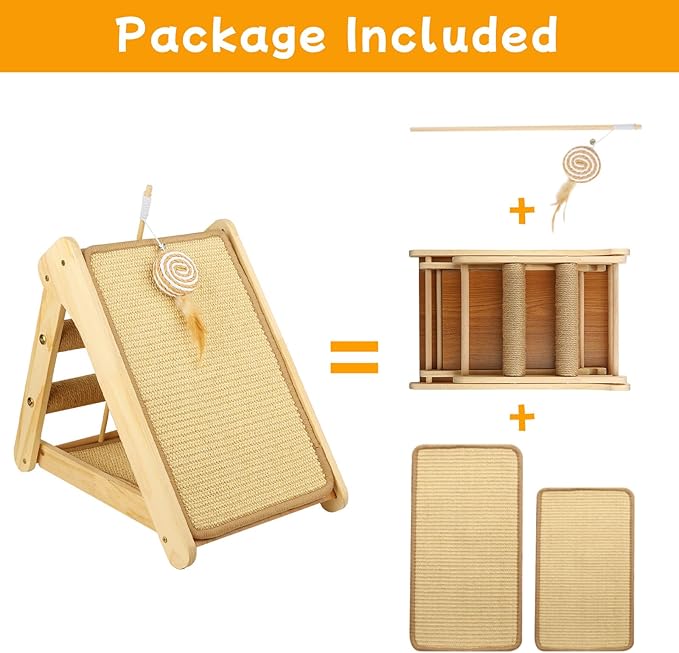 Cat Sisal Scratching Ramp Cats Scratching Post Kitten Scratcher Ramp Sisal Scratcher Posts for Indoor with Cat Teaser