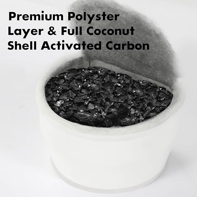 8 Pack Cat Water Fountain Filters Replacement, 4 Carbon Filters and 4 Foam Sponge Pre-Filter Fit for Multiple Ceramic and Stainless Steel Pet Fountains