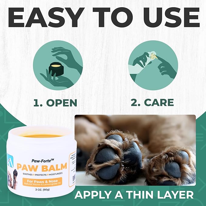 Forticept PAW Balm | Dog Paw Protector from Hot Pavement, Dirt, Salt, Ice and Snow | Soother and Moisturizer for Cracked Dog Paw Pads | Natural Wax Based, Lick Safe 3 oz