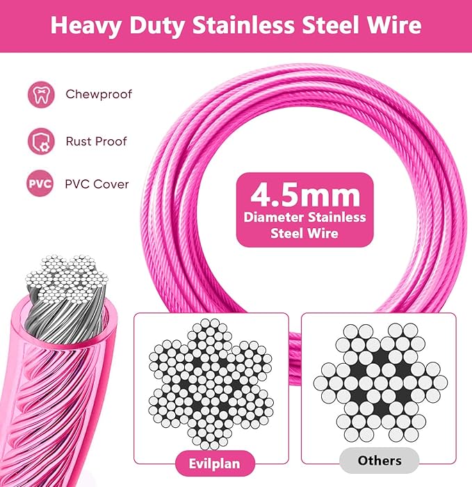 Dog Tie Out Cable 30FT-500Lbs,Heavy Duty Dog Leads Line for Yard with Swivel Hook,Medium Large Dogs Leash&Chains for Outside,Rust Chew Proof Dogs Run Cable for Outdoor Camping (Pink, 30FT)