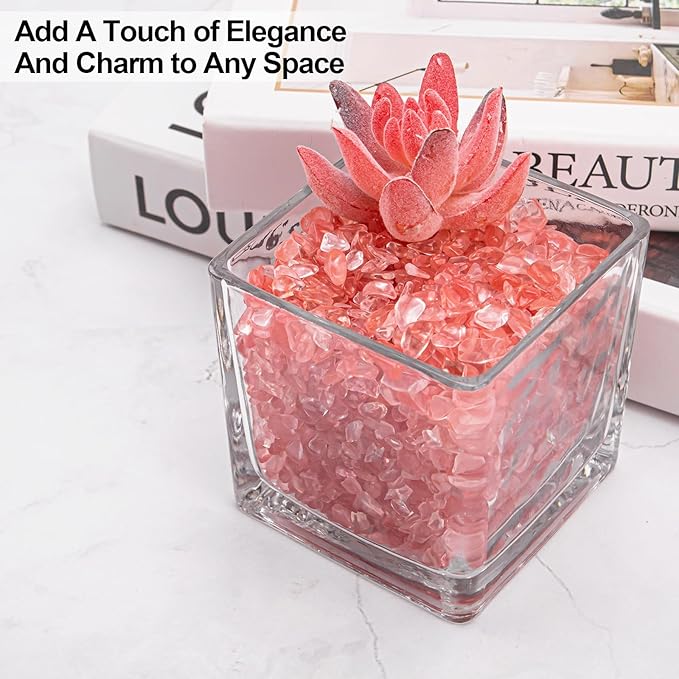 3 Lb Watermelon Tourmaline Quartz Crystal Chips Bulk, 5-7mm Natural Tumbled Crushed Stones Red Healing Crystal Chips Bulk Gemstones for Vase Fillers, Aquarium and Home Decoration