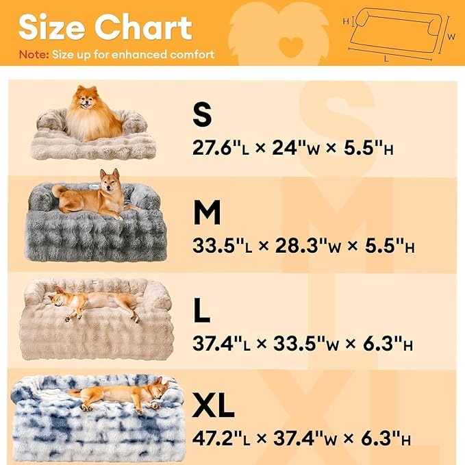 FUNNY FUZZY Pet Fluffy Fuzzy Couch Cover, Calming Washable Dog Bed Sofa Protector Pets Mat for Small Medium Dogs and Cats (Grey,33.45 × 28.35 × 5.51 in)
