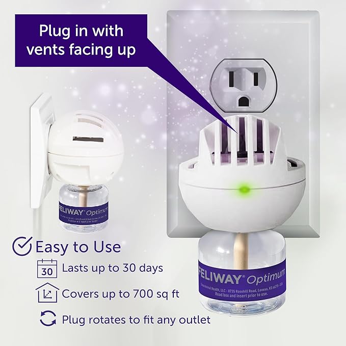 FELIWAY Optimum 3 x 30 Day Cat Calming Refills for Pheromone Diffuser, 3 x 48ml Value Pack - Helps Reduce Common Signs of Stress in Cats & Kittens, Enhanced Calming