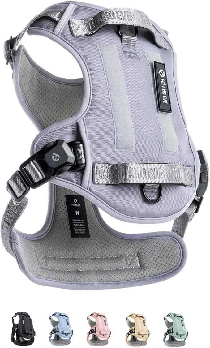 2025 New Edition, Fei & Eve MagEase Dog Harness - 3-Second Magnetic Buckles | 3-Point No-Pull Control | Heavy-Duty 900D Nylon | Dual Safety Handles | Breathable Mesh | Adjustable Fit | X-Large, Gray