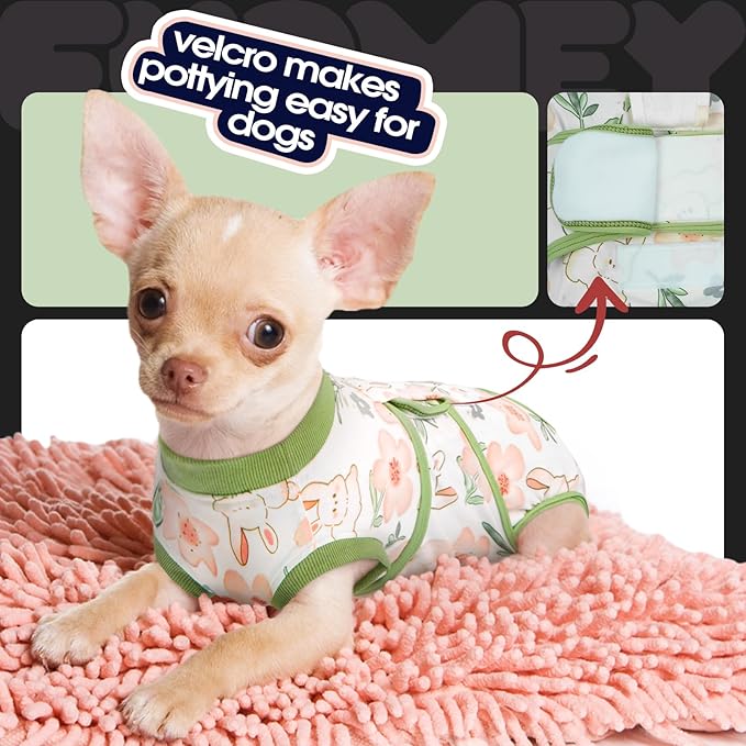 FUAMEY Dog Recovery Suit Male,Dogs Surgery Neuter Suits Puppy Spay Shirts for Female Protect Dog's Skin Anti Licking Abdominal Wounds Doggie Onesie Pet Bodysuit Alternative to Cone Rabbit Flower S