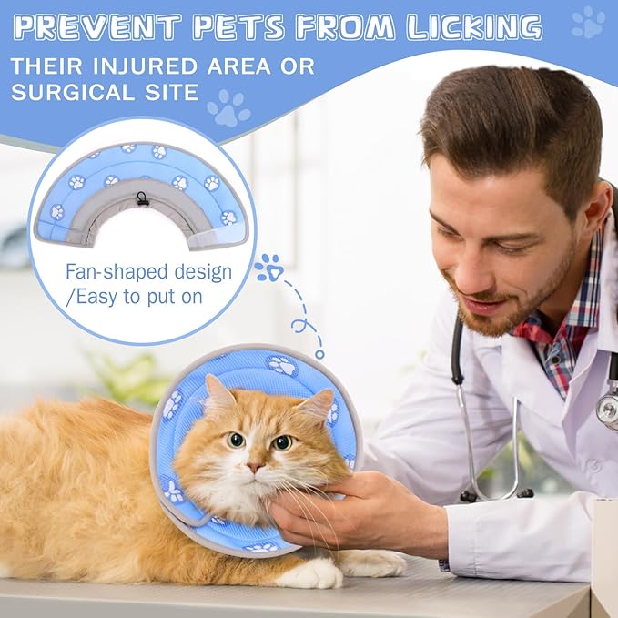 Cat Cone Soft Elizabethan Collar for Surgery Recovery - Adjustable for Small and Large Cats to Stop Licking