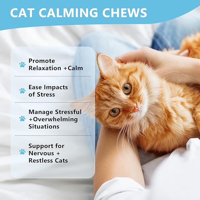 Calming Chews for Cats, Cat Calming Treats - Cat Anxiety Relief, Helps Reduce Stress & Promotes Relaxation for Travel, Boarding, Vet Visits, Separation Anxiety - Chicken (230 Soft Chews)