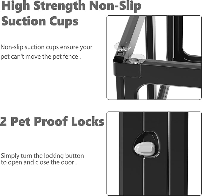 Clear Acrylic Dog Playpen with Door, for Puppy Cat Rabbit Transparent Pet Pen, Black Dog Playpen Indoor, Dog Fence, Easy Assemble & Cleaning Dog Pen for Small & Medium Dogs (23.6“ Height, 10PCS)