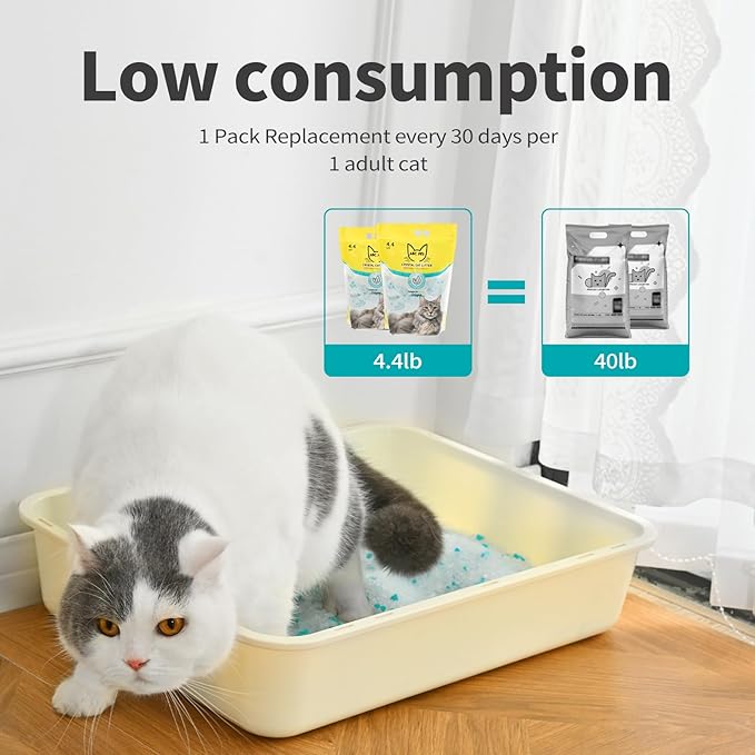 Cat Litter Crystals No Clumping Odor Control Kitty Litter Non-Clumping No scooping Low Dust, Low Tracking, Dehydrates Waste Cologne - 25.8 lbs (6 x 4.3 lb Packs)
