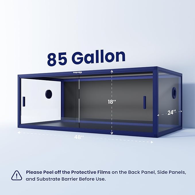 85 Gallon Snake Enclosure, Front Opening Reptile Tank for Easy Maintenance, Reptile Terrarium with Top Screen Ventilation 48''x24''x18''