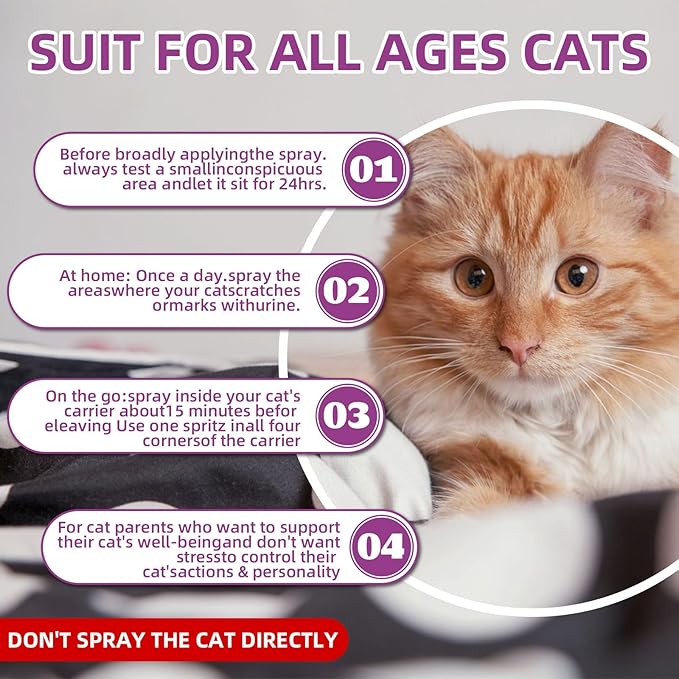 Cat Calming Pheromone Spray Kit Feline Calm Pheromones Vet Recommended Drug-Free Anxiety Relief for Multi-Cat Homes,Stops Scratching & Urine Marking,60-Day Supply | Drug-Free (2 * 60 mL)