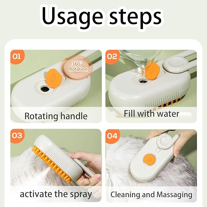 cat steam brush for shedding -4 in 1 Rechargeable Steam Brush for Cats and Dogs, Anti-static, Massage, Cleaning, Shedding & Combing All In One!grooming tool for cats and dogs（Beige）