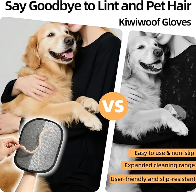 Electrostatic Pet Hair Removal Gloves for Cats&Dogs,2025 New Upgraded Reusable Quick De-Shedding Grooming Gloves,Animal Fur Remover Tool for Couch,Carpet,Furniture,Car Seat,Clothing,Curtain 1PcsYellow