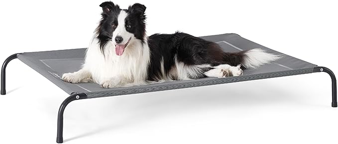 Bedsure Outdoor Elevated Dog Bed Large Sized Dog, Portable Indoor & Outdoor Cooling Raised Cot Pet Hammock Bed with Skid-Resistant Feet, Frame with Breathable Mesh, Grey, 49 inches