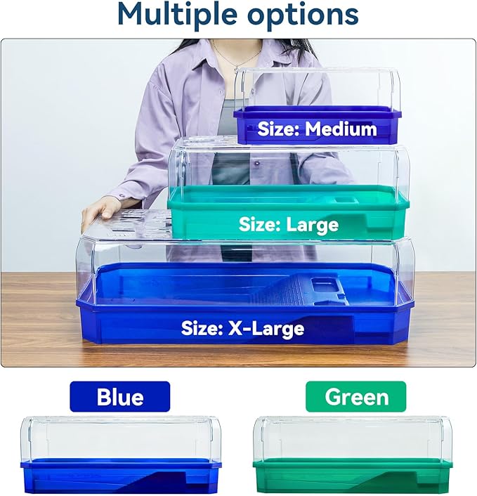 Aquatic Turtle Tank Habitat Kit Stone+Filter+Heat Lamp Enhancing Interaction with 360° Viewing, Standalone Filtration, DIY Creative Zone, Enriched Living (Green, Medium[with Light])