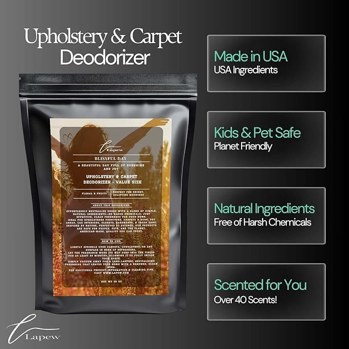 Blissful Day Carpet Freshener Powder Refill 36 oz | Powerful Odor Eliminator for Home | Upholstery Deodorizer | Carpet Deodorizer | Pet Urine | Cat Litter Box | Beautiful Day Fragrance