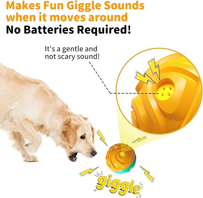 Dog Ball for Aggressive Chewers - Interactive Dog Toy Balls Fun Squeaky Sound to Keep Them Busy, Durable for Small Medium Large Breeds, Rubber Pet Chew Toys, As Seen on TV, Orange & Blue