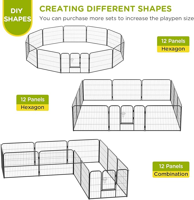 BestPet | Dog Playpen | 24 Inch, 12 Panels | Heavy Duty Metal Pet Exercise Pen | Indoor Outdoor Fence Panels | Rust-Resistant, Removable, Tool-Free Setup | Anti-Skid, Expandable Design
