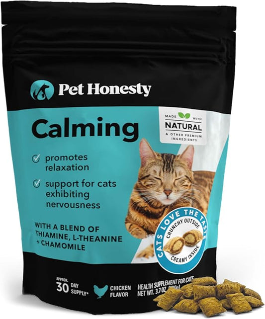 Calming Chews for Cats - Cat Anxiety Relief + Helps Reduce Stress - Behavioral Support & Promotes Relaxation for Travel, Boarding, Vet Visits, Separation Anxiety - Chicken (30-Day Supply)