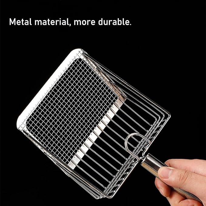 Cat Litter Scoop, Metal Scooper, Deep Shovel, Ergonomic Handle, Kitten Poop Sifting, Durable, Heavy Duty Speed Sifter, for Litter Box （Silvery-Gray）