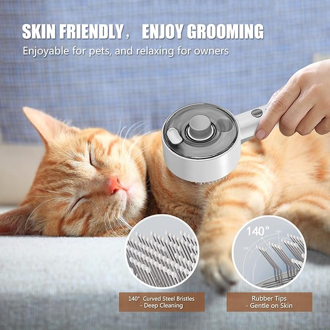 Cloud Care Cat Brush for Indoor Cat Steam Brush for Shedding Spritz Defur Comb for Cats Dogs Steam Brushes for Long Short Hair Cats Dogs Pet Steam Brushes for Massage Grooming Self-Cleaning