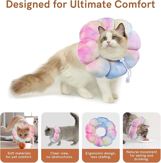Cat Cone Collar Soft, Adjustable Cats Protective Neck Recovery Collar After Surgery