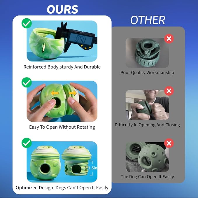 Dog Toy, Frozen Treat Toys, Treat Dispensing Chew Toy for Small Medium Large Dogs, Long-Lasting Interactive to Keep Pup Distracted & Reduces Anxiety, Freezable Fillable Dog Puzzle Toys - Green