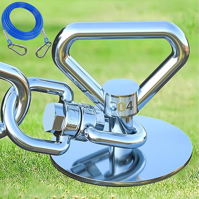 Dog Tie Out Cable and Stake,(up to 200lbs) 360° Swivel Dog Run Anchor -with 15FT Heavy Duty Cable,Runner for Yard-Dog Stake for Yard Outdoor Camping