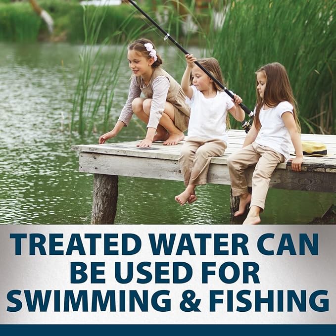 Airmax Pond Dye Plus, Nature's Blue Colorant & Natural Beneficial Bacteria, Large Pond & Lake Water Clarifier & Color Treatment, Shade Plants & Algae from Sunlight, Fish & Livestock Safe, 4 Gallons