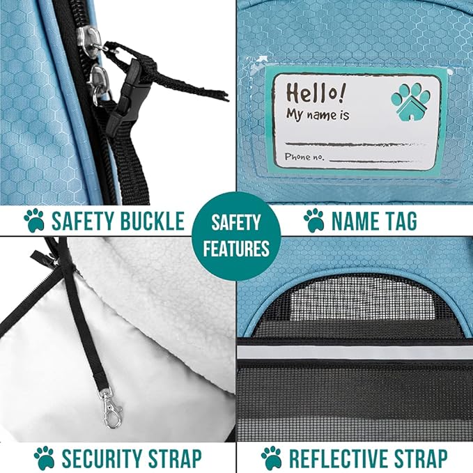 PetAmi Airline Approved Pet Carrier for Cat, Soft Sided Dog Carrier for Small Dogs, Cat Travel Supplies Accessories for Indoor Cats, Ventilated Pet Carrying Bag Medium Large Kitten Puppy, Small Blue