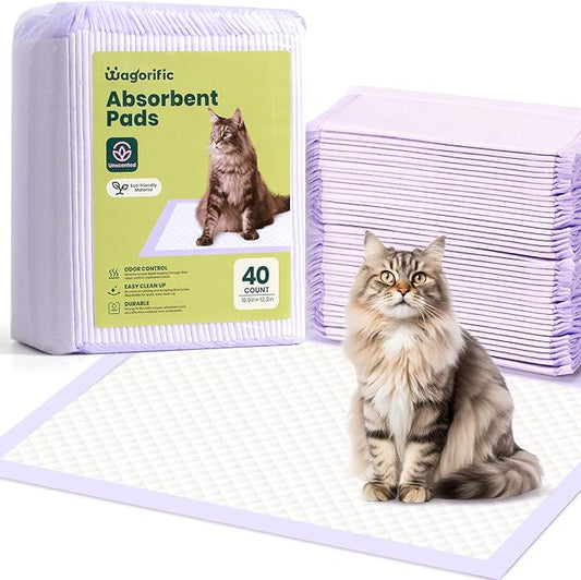 Cat Pads Refills for Tidy Cats Breeze Litter System - Super Absorbent 6-Layer Pads for Odor Control Unscented - 16.9" x 11.4" - Pack of 40 Litter Box Replacement Pads
