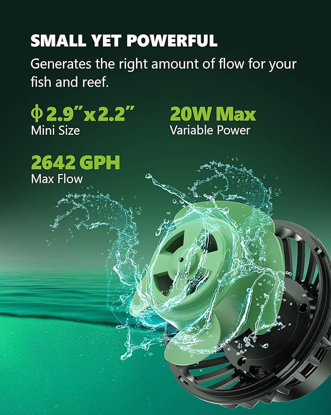 Atlantic Series WP-10000 Wave Maker for Aquarium, DC 24V 20W 2642 GPH (10000 L/H) Powerhead, Powerful yet Silent Sine Wave Controllable Wave Pump for Fresh/Saltwater/Marine/Reef Tank Black