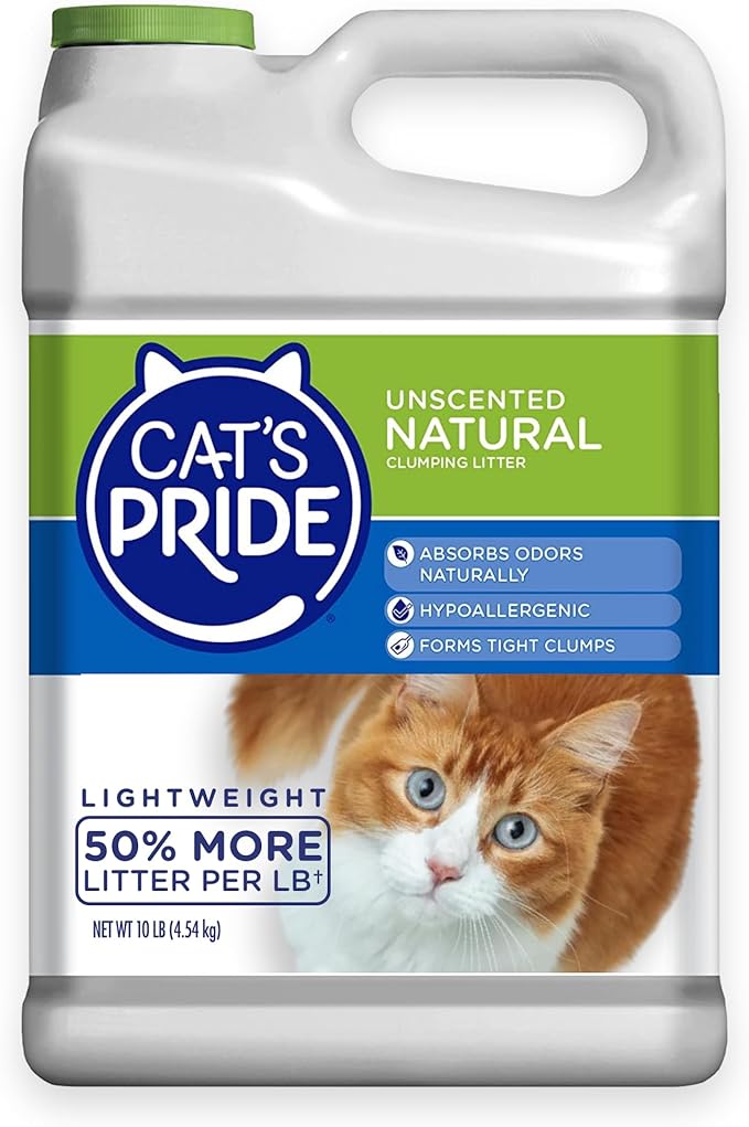 Cat's Pride Lightweight Clumping Litter: Natural - Powerful Odor Control - Unscented, 10 Pounds