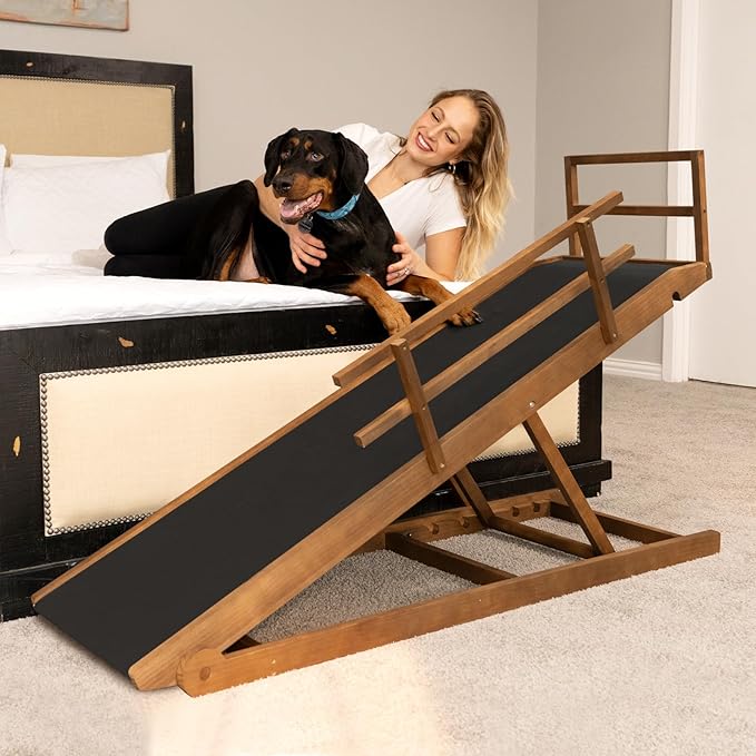 ABORON Dog Ramp,Adjustable Folding Pet Ramp for Bed,Couch,SUV - High Traction Portable Rubber Paw Ramps,Great for Small & Large Old Dogs & Cats, Supports up to 200 lbs,55''Long