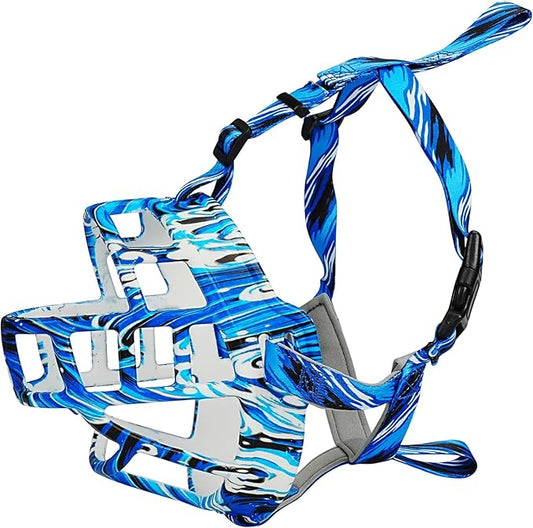 Basket Muzzle to Prevent Biting, Dog Muzzle for Large Medium Small Dogs Allows Panting Drinking Anti Chewing, Perfect for Grooming Trimming Training and Aggressive Reactive Dogs (Blue, Size 1)