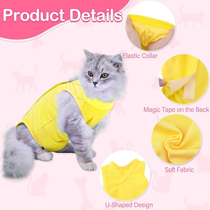 Cat Recovery Suit for Abdominal Wounds or Skin Diseases, Cat Onesie for Cats After Surgery Female Kitten Recovery Suit, Breathable E-Collar Alternative for Cats After Spay Anti Licking Wounds