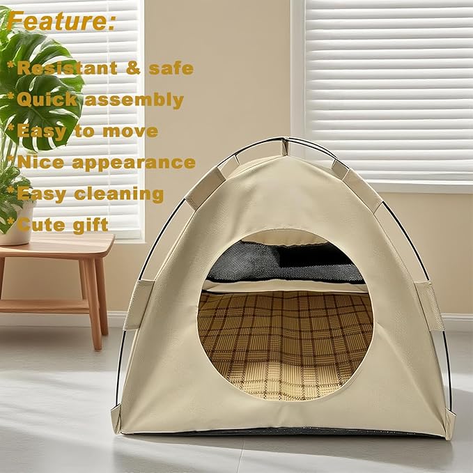 BreezyDen Pop-Up Pet Tent – Portable Hideaway for Cats & Small Dogs, Portable Indoor/Outdoor Pet Tent House with Mesh Window, Waterproof, Breathable, Scratch-Resistant, Fully Washable (Brown,M)