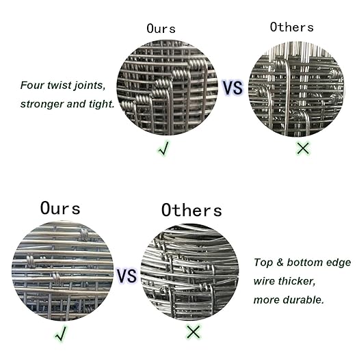 Farm Fence, 4ft x 164ft Galvanized Wire Fencing, Cattle Fence, Deer Fence, Heavy Zinc Coating Farm Fence Used to Hog Goat Fencing for Yard Garden and Field