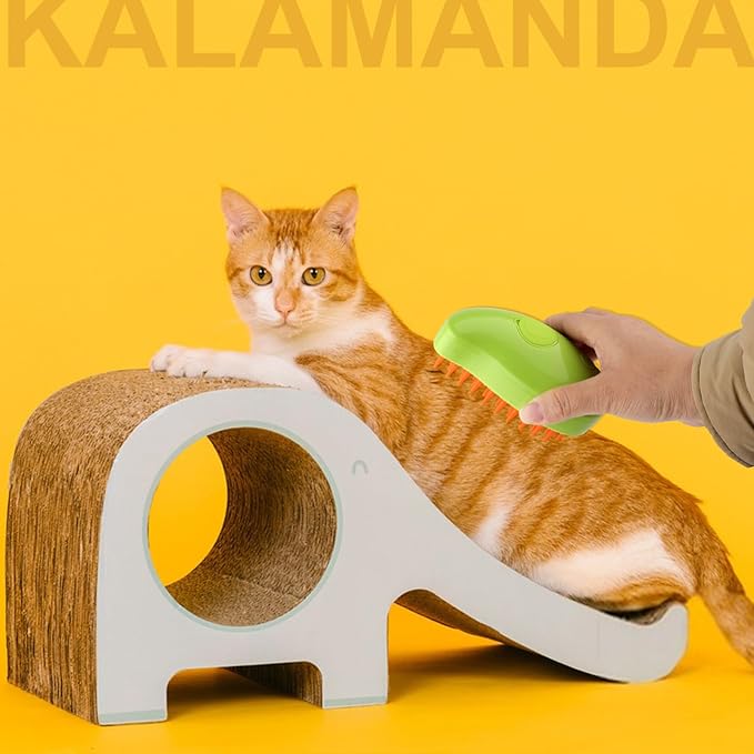 Cat Steam Brush, 3 in 1 Pet Steamy Brush, Silicone Grooming Comb with Steam, Pet Hair Remover Misting Comb for Indoor Cats Dogs(Mango Yellow/Green)