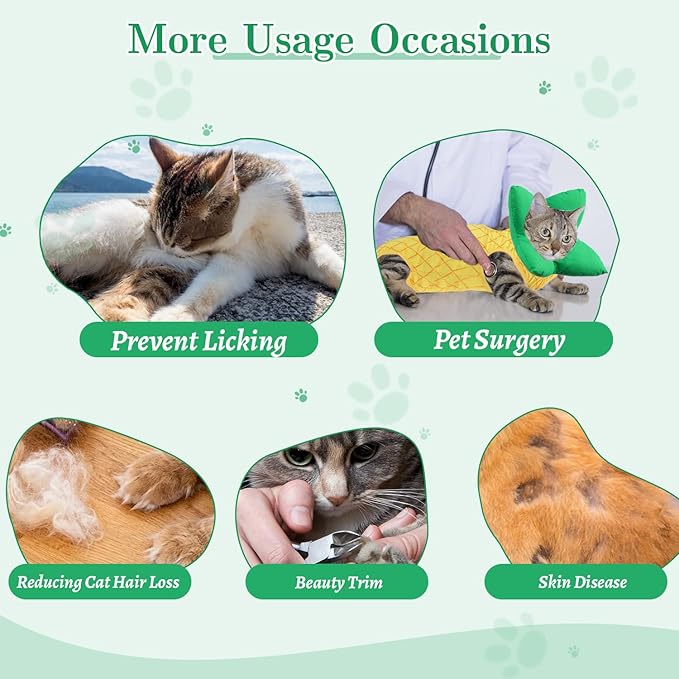 EMUST Cat Recovery Suit and Cat Cone Collar Set, Soft kittens Onesie for Cats After Surgery Female, Cute Kitten Surgery Recovery Suit Female, Cone of Shame Alternative for Kittens Under 4lb, Yellow, S