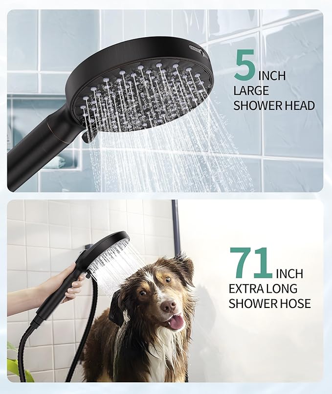 Filtered Shower Head with Handheld, High Pressure 9 Spray Mode ORB Showerhead with Filters, detachable shower head,Water Softener Filters Beads for Hard Water - Remove Chlorine