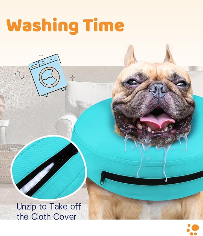 Supet Inflatable Dog Cone Collar for Large Medium Small Dogs, Soft Cone Collar for Dogs Cats, ECollar Doggie Neck Donut Dog Cone Alternative After Surgery
