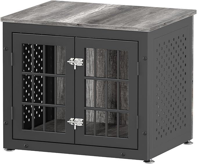 26" Heavy Duty Dog Crate Furniture for Small Dogs, Metal Kennel for High Anxiety Dogs, Chew Proof Pet Cage Indoor, Decorative Dog Kennel End Table