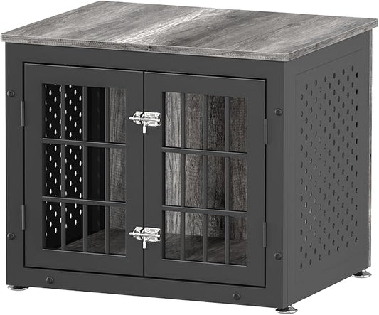 26" Heavy Duty Dog Crate Furniture for Small Dogs, Metal Kennel for High Anxiety Dogs, Chew Proof Pet Cage Indoor, Decorative Dog Kennel End Table