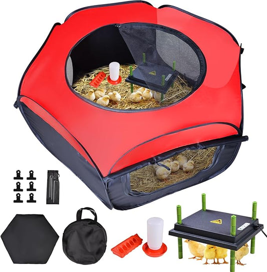 Chicken Brooder Box for Chick Starter Kit - 10 * 12inch Brooder Heating Plate Chick Brooder Pen/Baby Chicken Brooder Box 4-in-1 Bundles with Chicken Feeder, Waterer (Brooder Set)